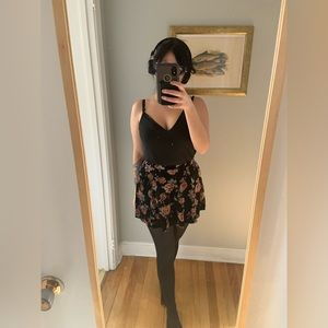 Floral velvet skater skirt